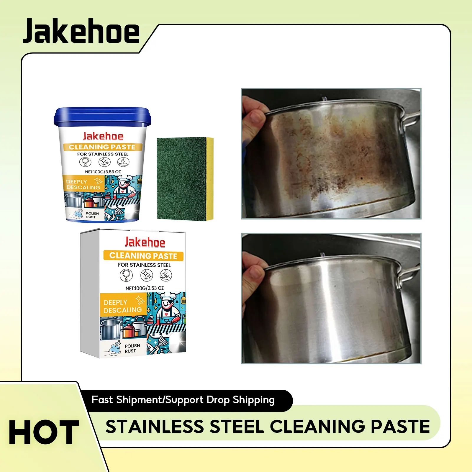 

Stainless Steel Cleaning Paste Pot Pan Black Dirts Cleaner Oven Rust Remover Metal Polish Oil Descaling Cookware Cleaning Cream