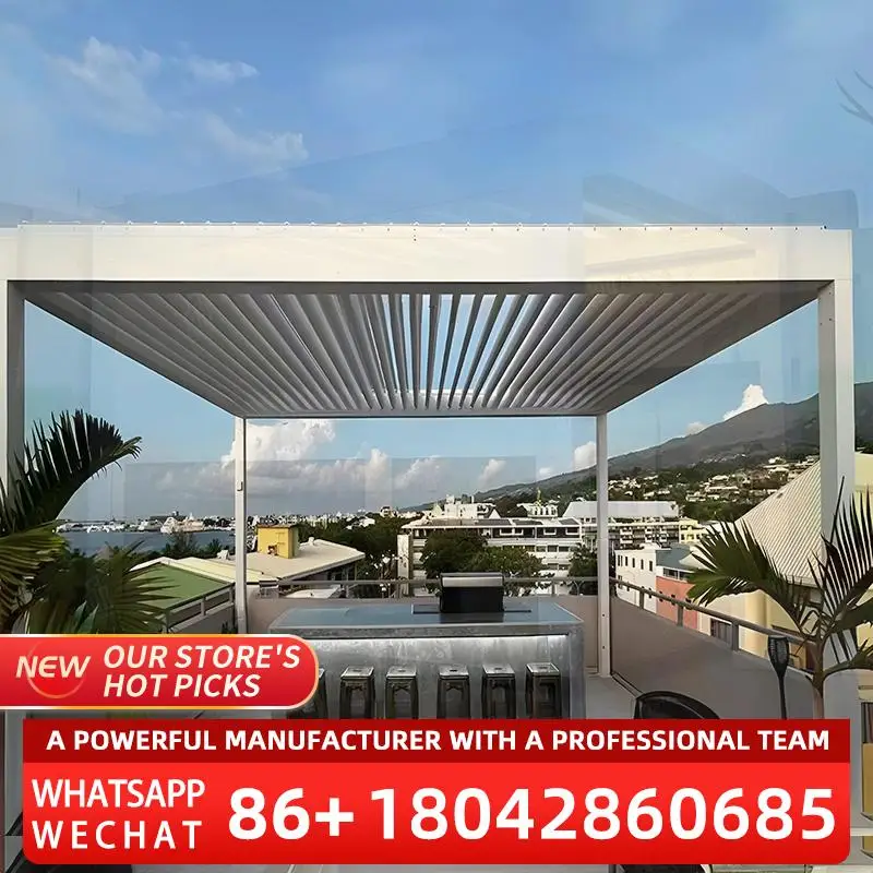 

2018 Popular Motorized Bioclimatic Pergola With Screen for Living Area pergola