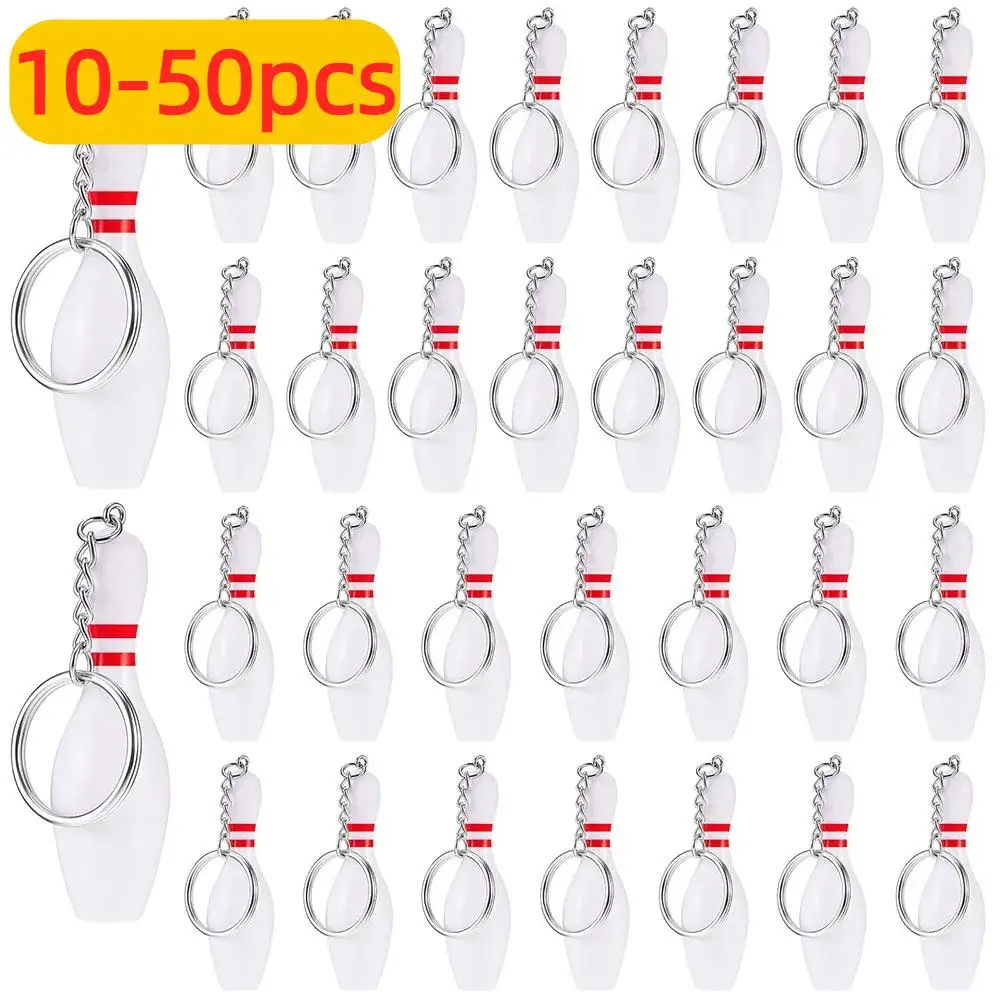 Llaveros con pasador de bolos para niños, llaveros deportivos para mochila, recuerdos de fiesta de bolos para deportes de equipo, recuerdo de victoria, 10-50 Uds.