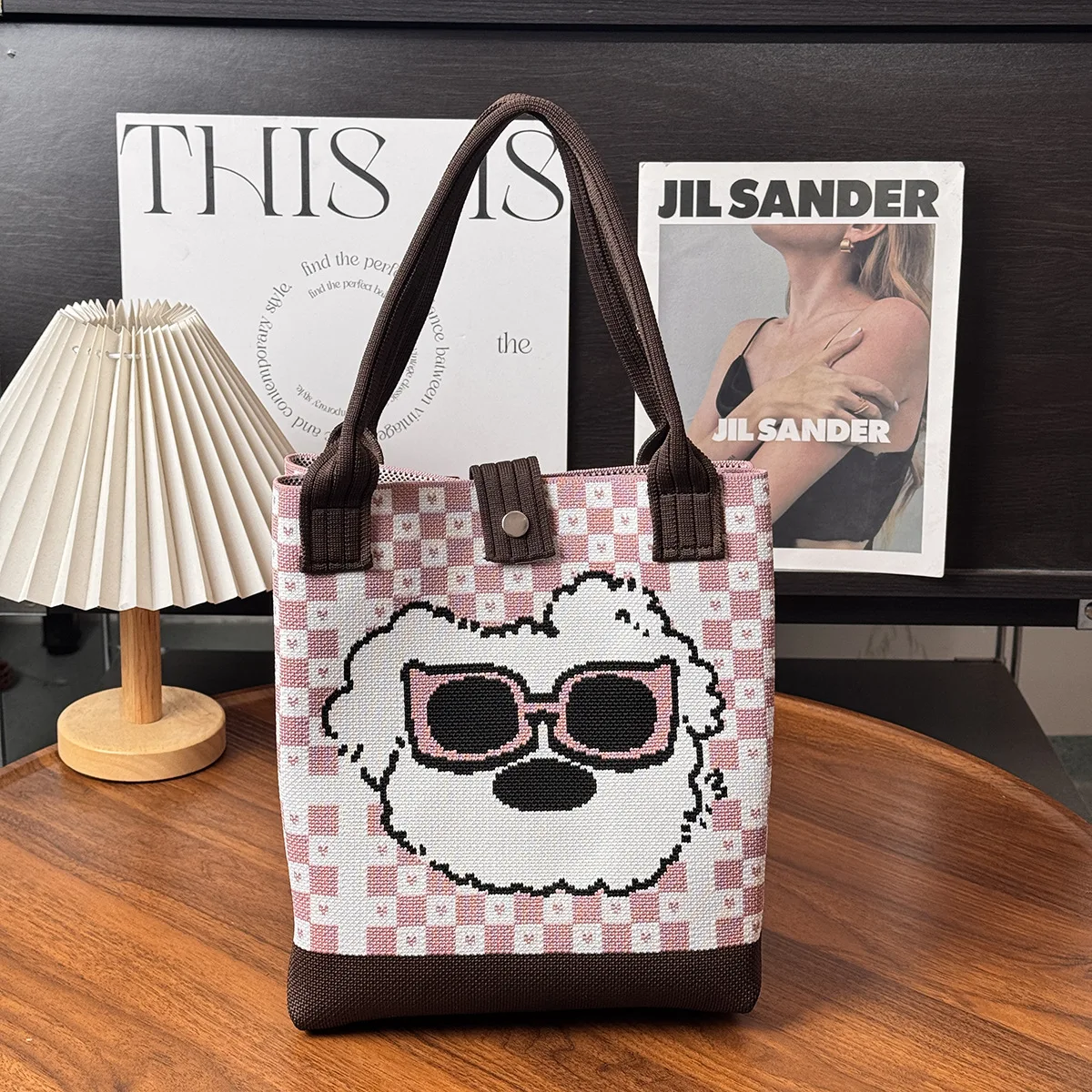 Cute Puppy Knitted Shoulder Bag, High-Quality Eco-Friendly Gift Bag, Multifunctional Large-Capacity Tote Bag, Suitable for Gifting to Family, Friends, Classmates, Holiday Shopping, Fashionable Crossbody Bag, Daily Casual Outing, Carrying Essentials, Women's Handbag