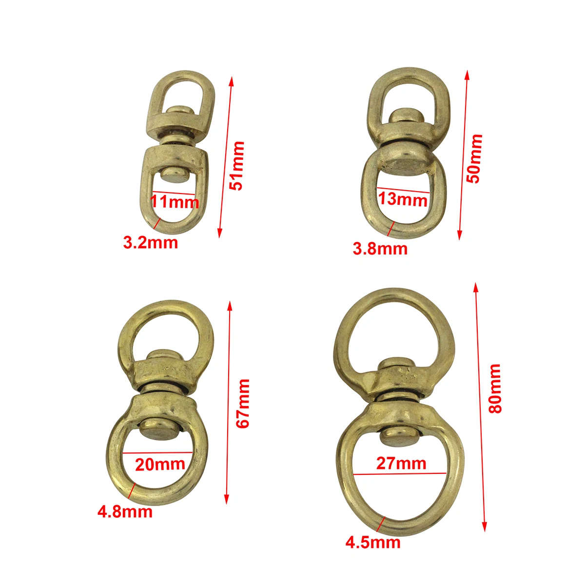 1piece Solid Brass Swivel Eye Rotating Connector \