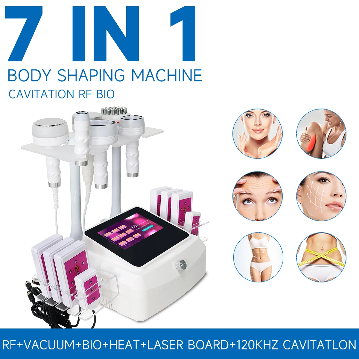 Meisikang 120K Kavitation Vakuum Körper Schlankheitsmaschine, 7 in 1 Multifunktions Schönheitsgerät, Radiofrequenz Lasergerät, Body Shaper, Cellulite Körper Schlankheitsmassagegerät – Detail 3