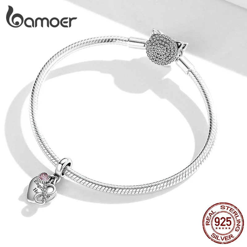 Silver 925 Sterling Silver Engraved Lettering Charm Bead Personalized Name Pet Zircon Heart Dangle Fit Original Bracelet Jewelry