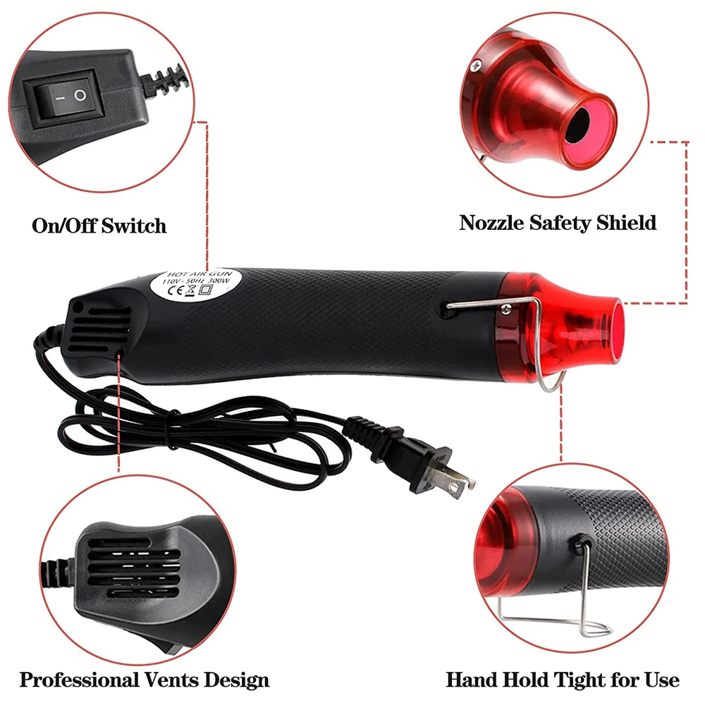 Imagem -02 - Power Mini 220v Elétrica Macia Cerâmica Pistola de ar Quente Ligthpeso Handhold ar Psiquiatra Faça Você Mesmo Gravação Secagem Pintura Faça Você Mesmo Ferramenta Calor 300w