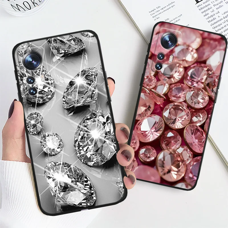 Luxe Glitter Diamant Glanzende Strass Voor Xiaomi Mi 13 10 11 9 8 F1 T Pro Plus Lite SE Redmi 9A C T 8A 10 12C Zwarte Telefoon Case