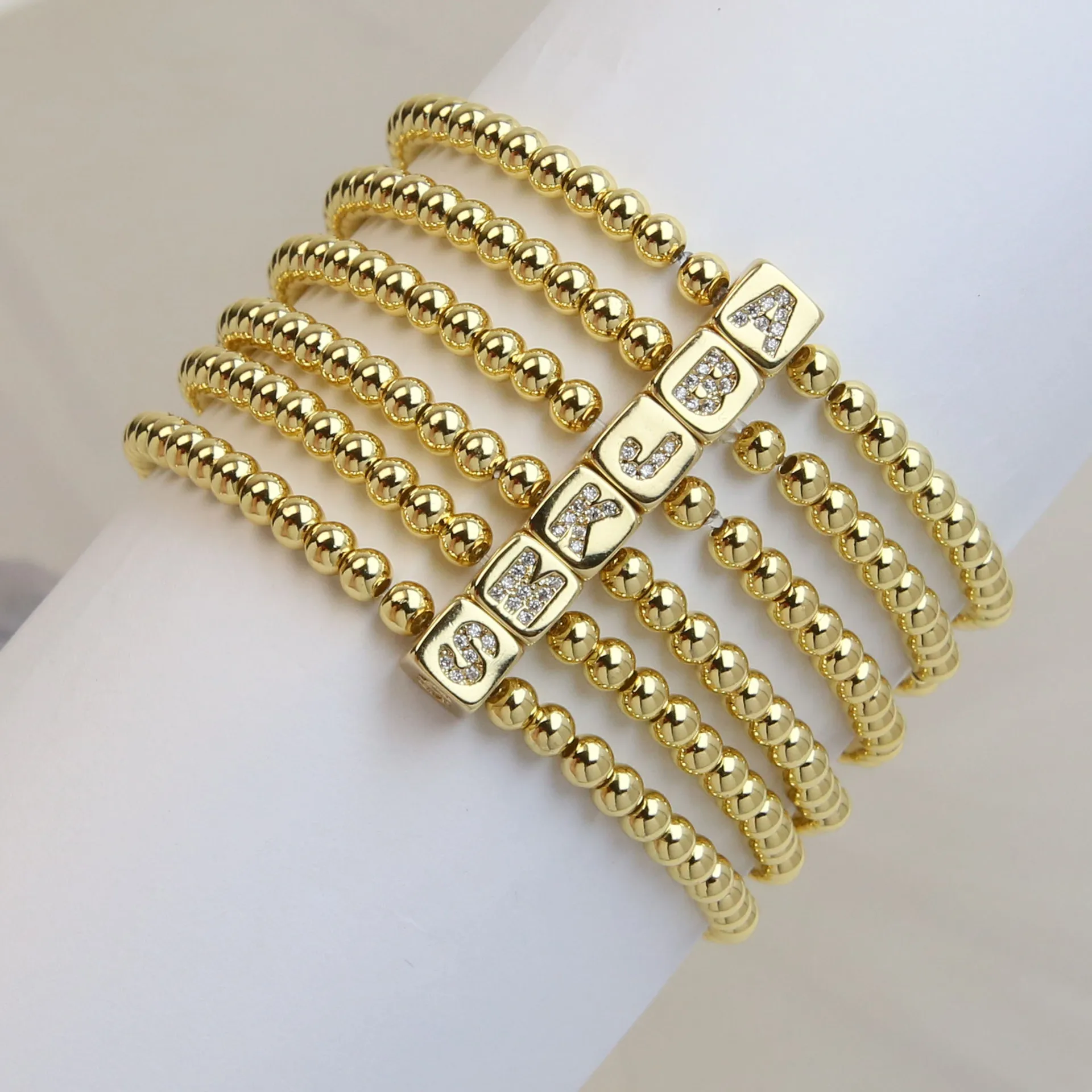

Zircon cube single letter bracelet 26 custom letter bead chain bracelet Gold initial letter bracelet Gift for girlfriend