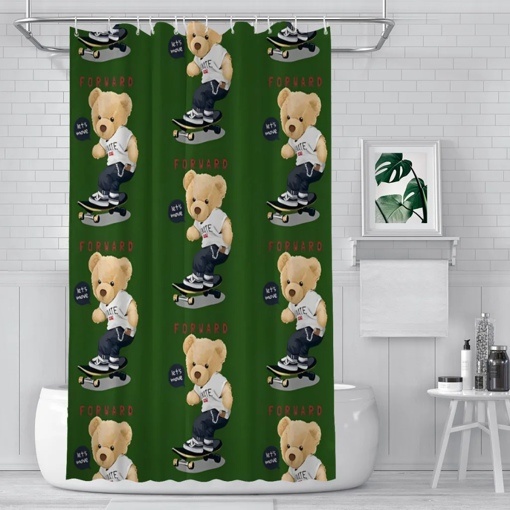 SketanBoard Bathroom Shower Curtains Teddy Bear Waterproof Partition Unique Home Decor Bathroom Accessories