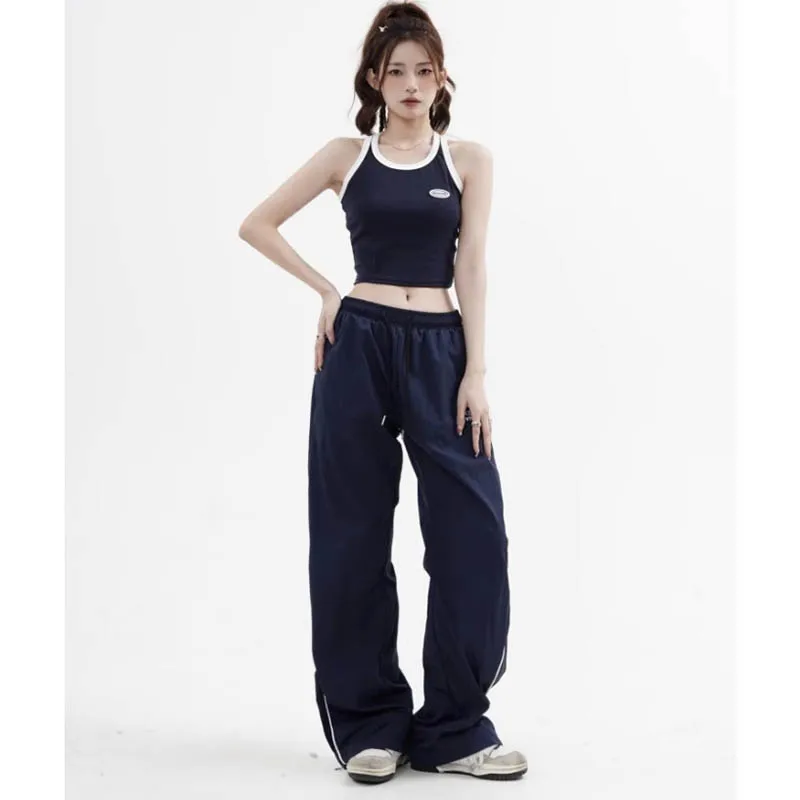 

Work pants short sleeved design for 2024 summer beauty niche women's dopamine good-looking pants new T-shirt wearing