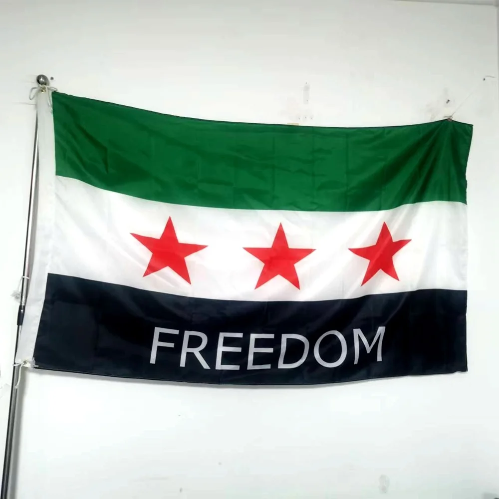 Old Syrian Flag SYRIAN FREEDOM FLAG SYRIA FLAG 3 Star Arab Republic Hanging Polyester 90X150CM