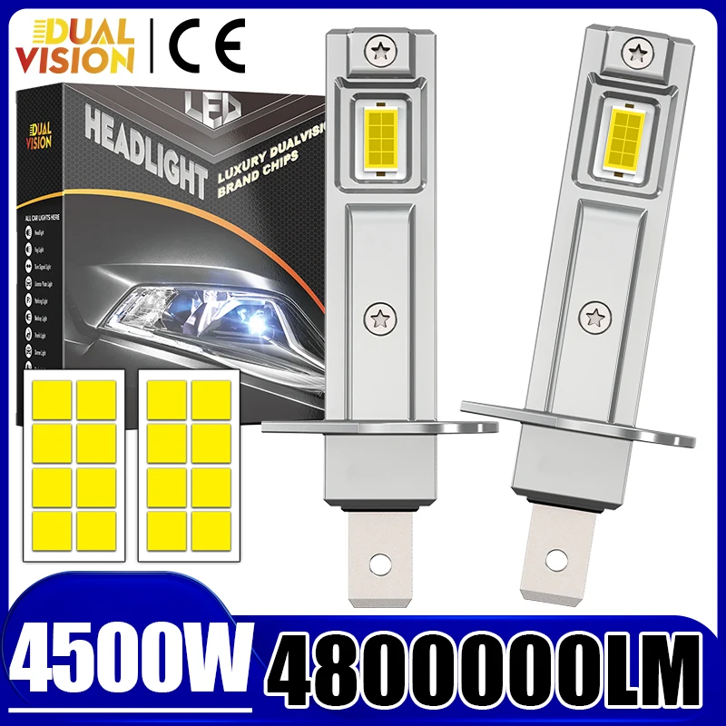 

2pcs H1 LED Lights Canbus H1 LED Headlights Mini Size Design Wireless Fanless Led Car Lamps 7585 CSP Plug&Play Bulbs 3000K 6000K