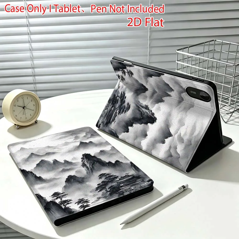 Ink painting Mountain Fashion For Xiaomi Poco Redmi Pad 8 2 4 C1 6 6S 7 7S SE 9.7 14 11 11.2 Inch Pen Tray Tablet Case