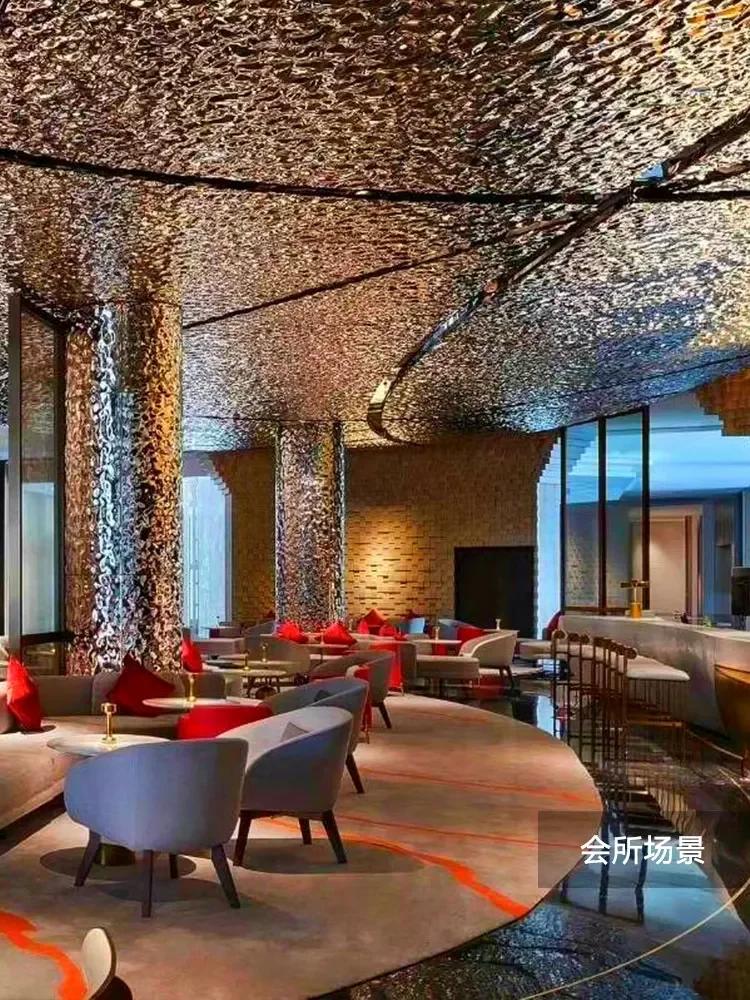 Water ripple stainless steel gusset integrated ceiling mirror aluminum buckle ceiling customization