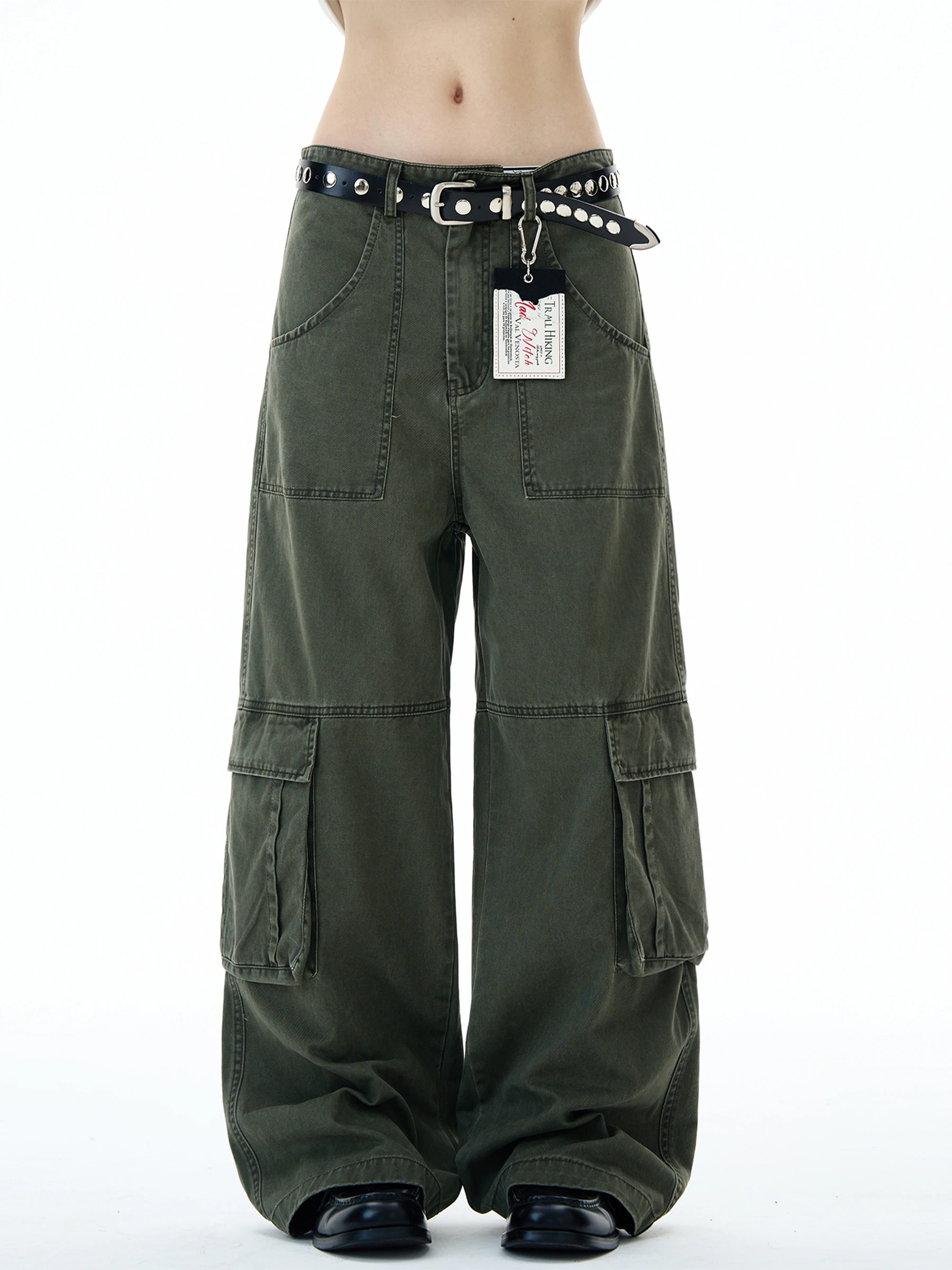 

MADWITCH Vintage American Loose Straight Leg Multi-ket Work Trousers Men's Women's Waed Jeans Youthful Energy Sle