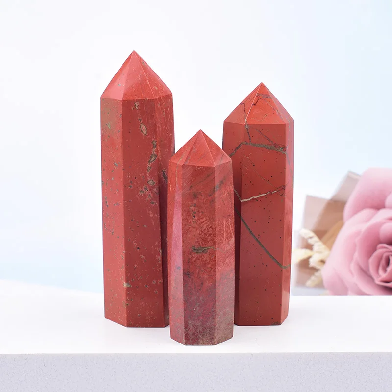 Natural Crystal Stone Red jasper Pyramid Ornaments Reiki Healing Crystal Point Crafts Home Decor Gift Souvenir Tower Gifts