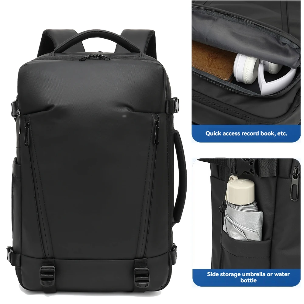 

Vacuum backpack travel, expandable compression carry on bag with air pump, 17 inch men's laptop backpack