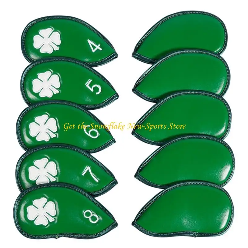 

E56D 10Pcs Golfs Iron Club Head Cover Sleeve Golfs Rod Head Cases Waterproofs PU Leather Golfs Club Head Cover