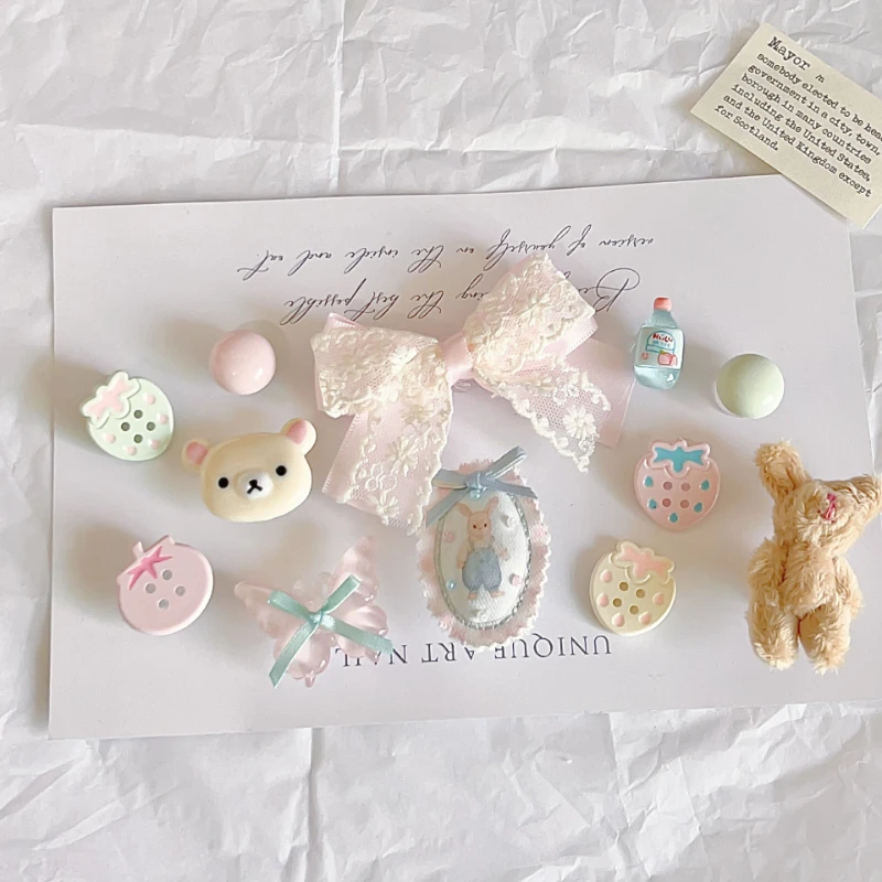 New Cute Pink Bowknot Pink Bear Shoe JIBBITZ Charms Removable Accessories Suitable for Sandals Garden Shoes Xmas Gifts