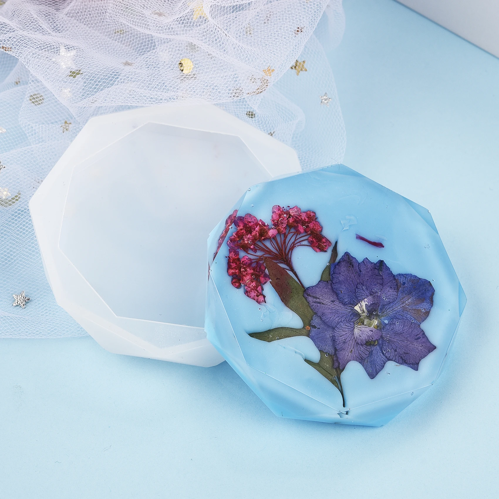 Resin Coaster Silicone Mold Casting Round Heart Shape Mold DIY Handmade Epoxy UV Resin Crafts Mould Tools view 3