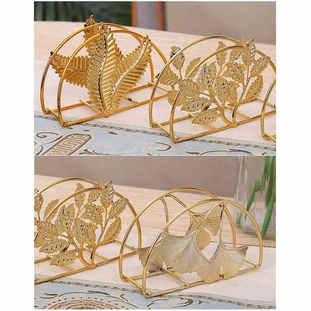 Gold Napkin Holder European Tabletop Iron Standing Napkin Dispenser Holders For Kitchen