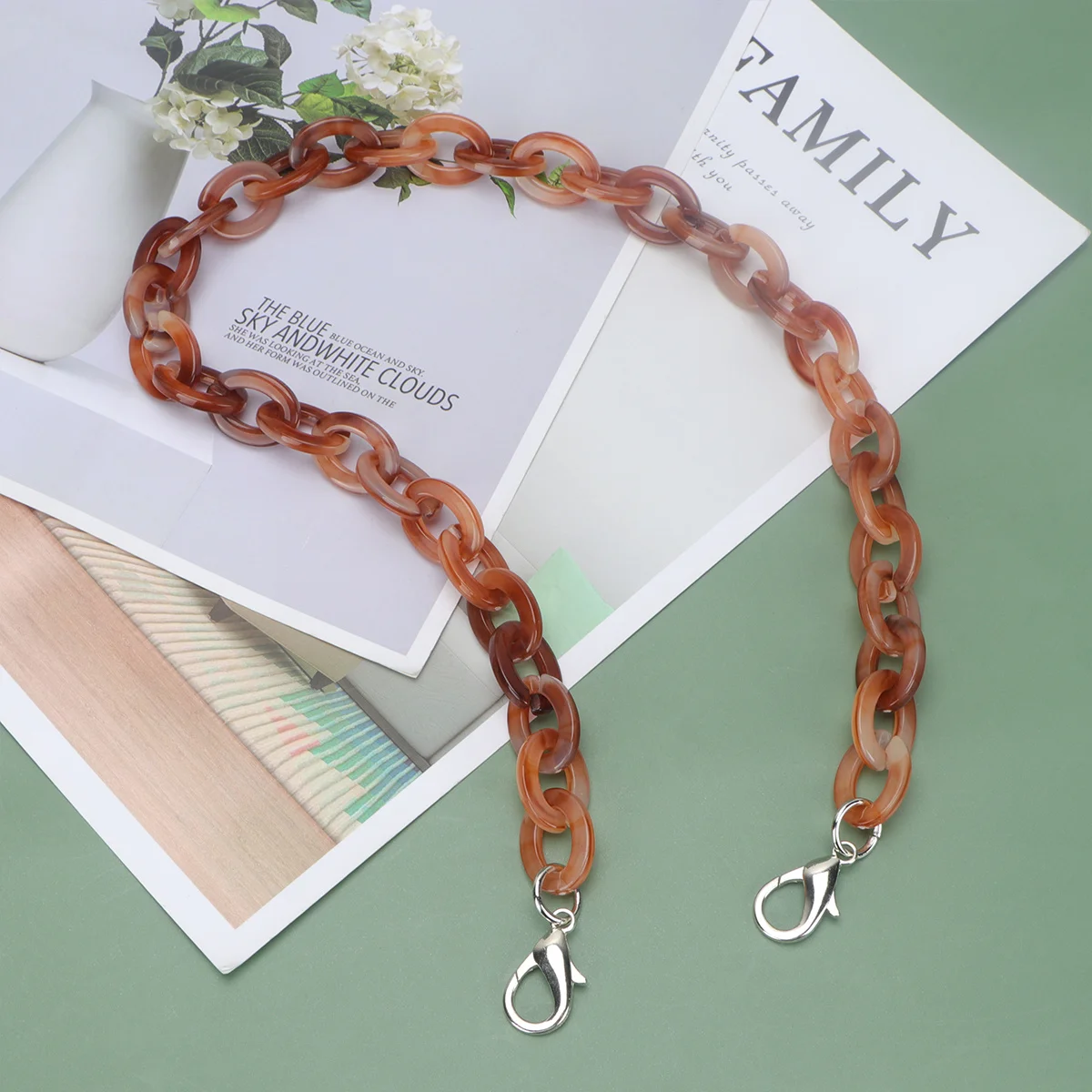 60 سنتيمتر حقيبة سلسلة الاكريليك سلسلة الزخرفية ملحق المزدوج نهاية سبيكة مشبك للإزالة أنيق استبدال حزام DIY بها بنفسك الصغيرة