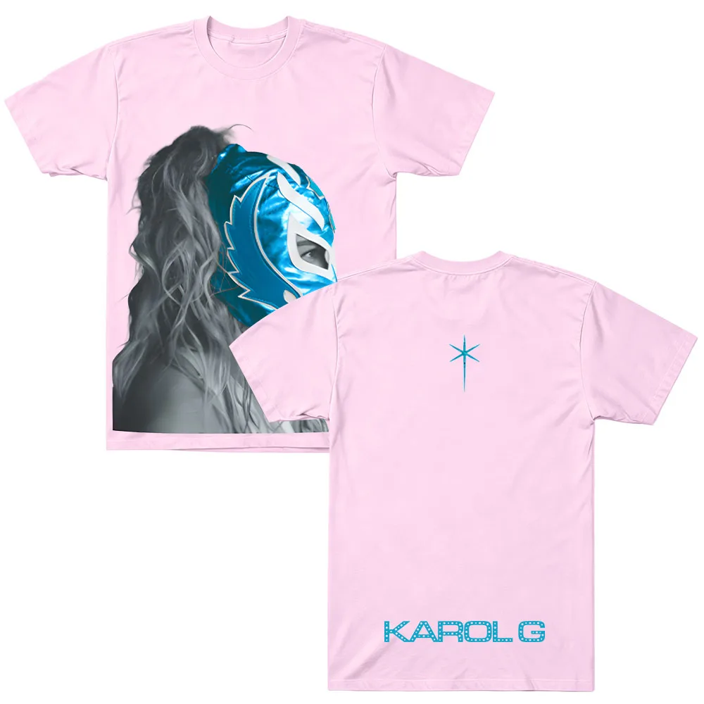 Limitierte Auflage Cream Luchador Mask Tee Karol G Mode Lässiges Bedrucktes T-Shirt Unisex Sommer Baumwolle Kurzarm O-Ausschnitt Oberteil – Detail 11