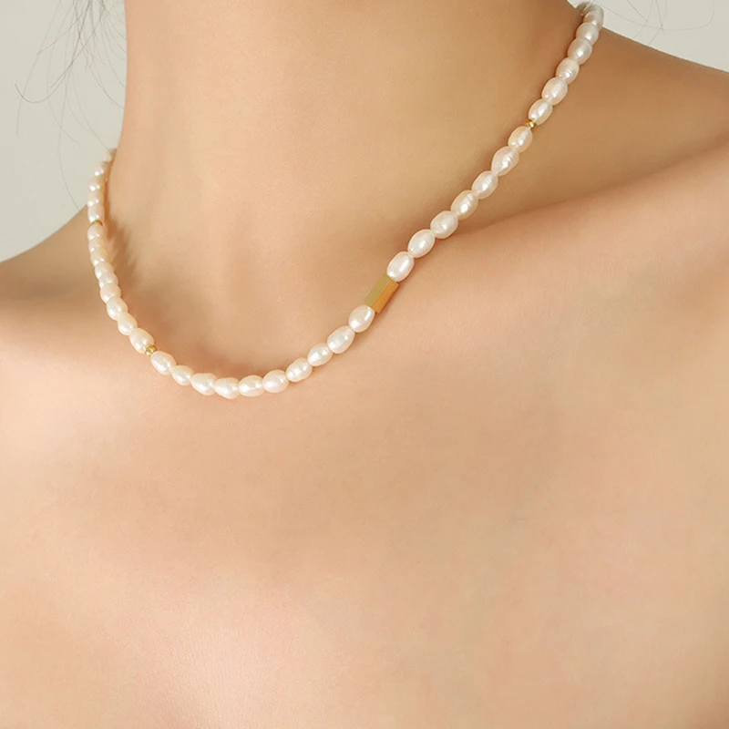 Freshwater Pearl Necklace For Women Elegant Minimalist Women\'s Neck Chain Necklaces Choker Luxury Woman Jewelry