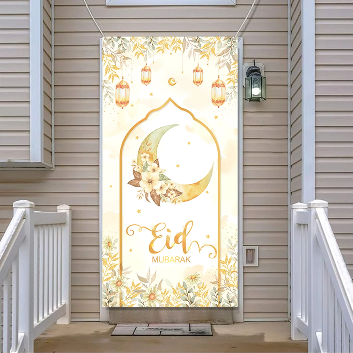 Eid Mubarak Door Couplet Backdrop Hanging Eid Ramadan Decoration For Home 2025 Islamic Muslim Party Supplies Gift Eid Al-Fitr