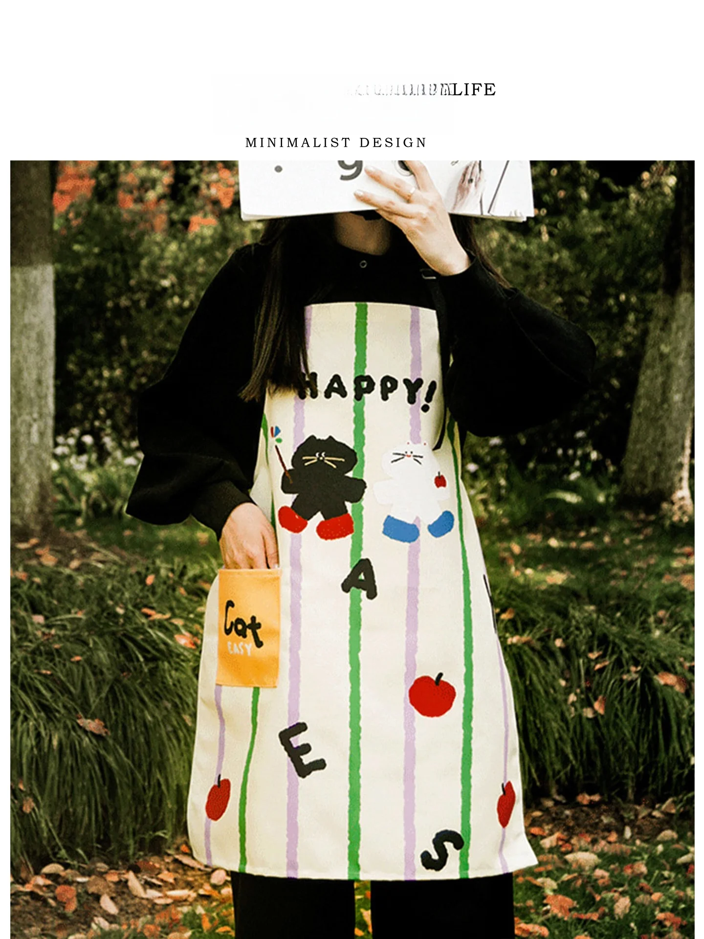 

Tlife Cute Kitchen Apron Oil Resistant Dirt Proof Waistcoat Faionable Cartoon Design Polyester One Size Fits All Adult