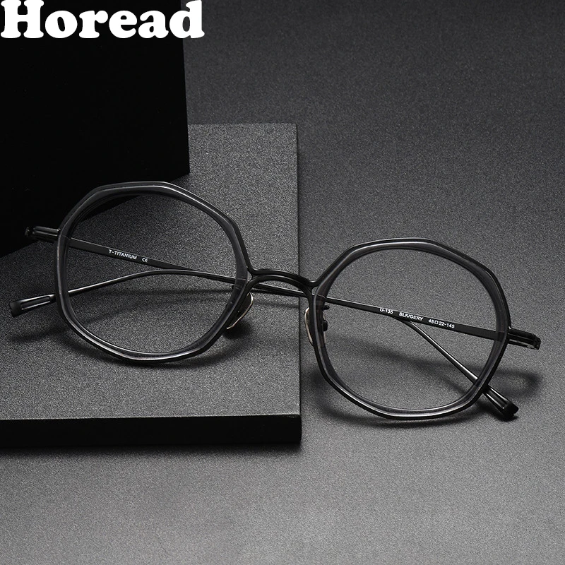 

2024 New Acetate Titanium Polygon Eyeglasses Men Women Fashion Ultra-light Glasses Frame Unique Design Japanese Handmade Eyewear