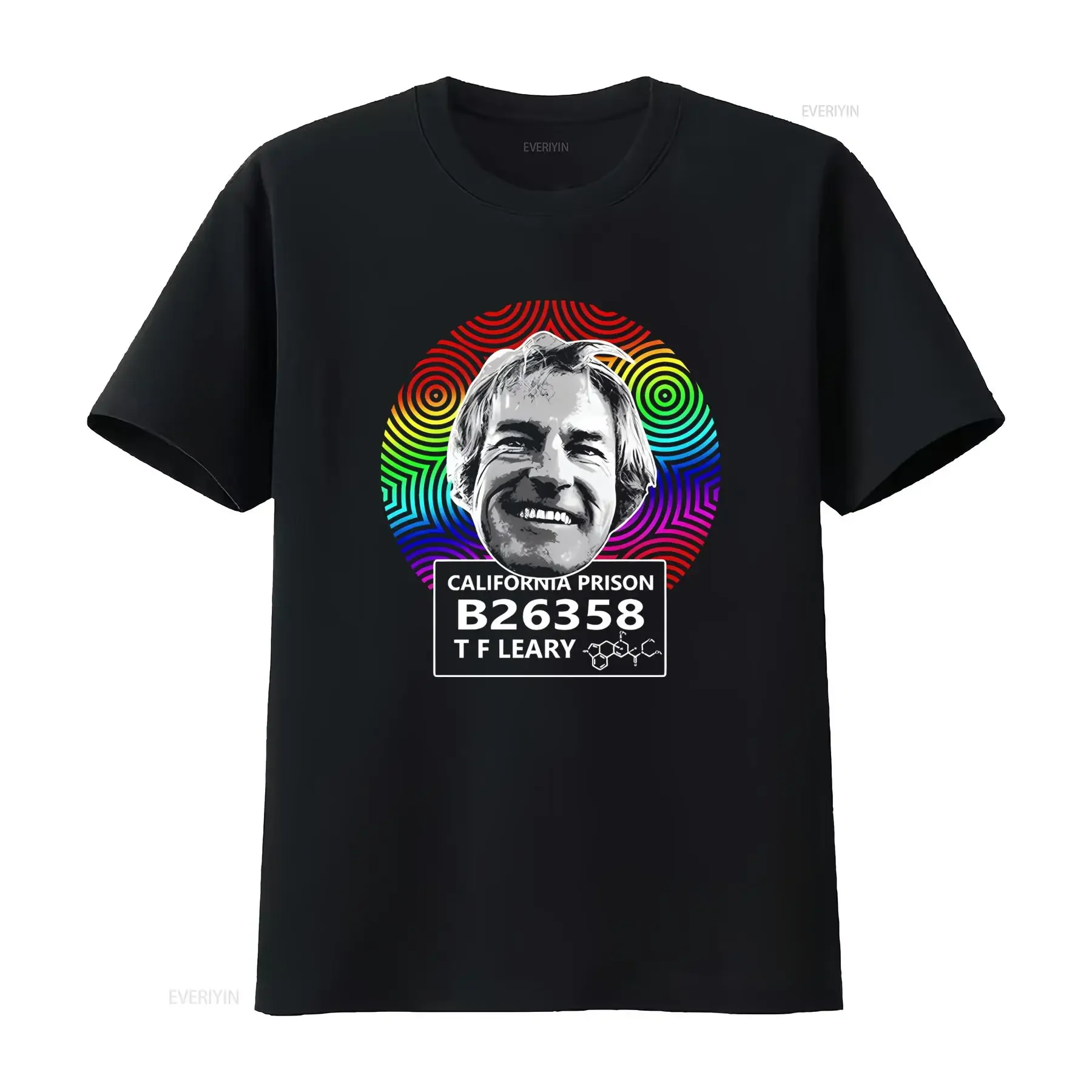 Timothy Leary California Prison Psychedelic Drug Contrast Ringer T Shirt Unique Design for Trendy Fashion vintage Washed Soft