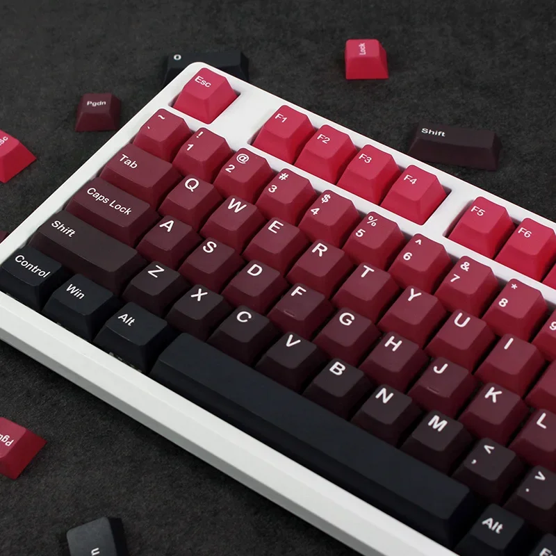 Gradual change color keycap red and black gradual change color scheme PBT original highly creative personality mechanical keyboa