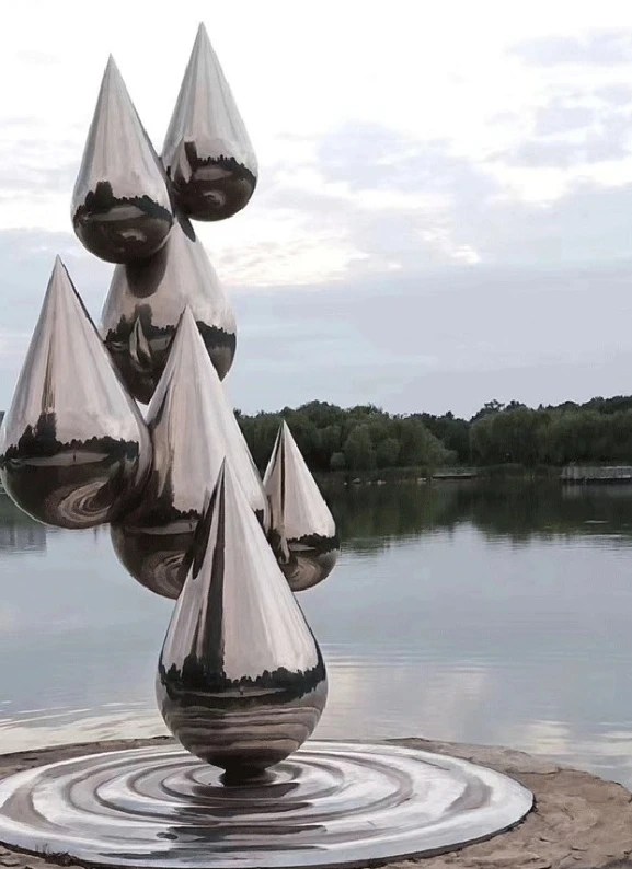 

Stainless steel water drop wave hotel pool decoration sculpture making decoration