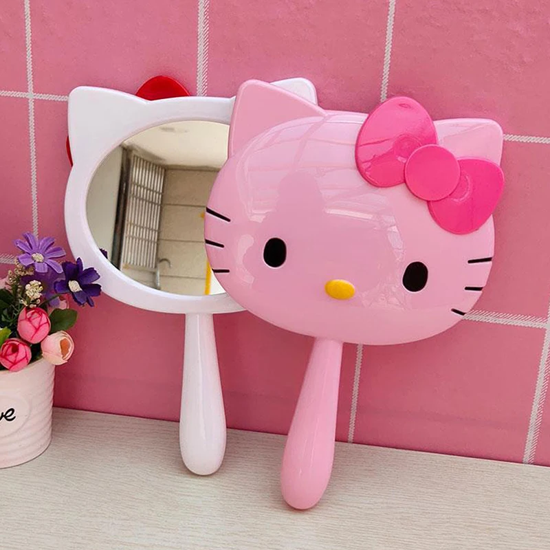 Cartoon Sanrio Hallo Kitty Handheld Make-up Spiegel kawaii kt Katze Griff bilden Spiegel Mädchen Geburtstags geschenk