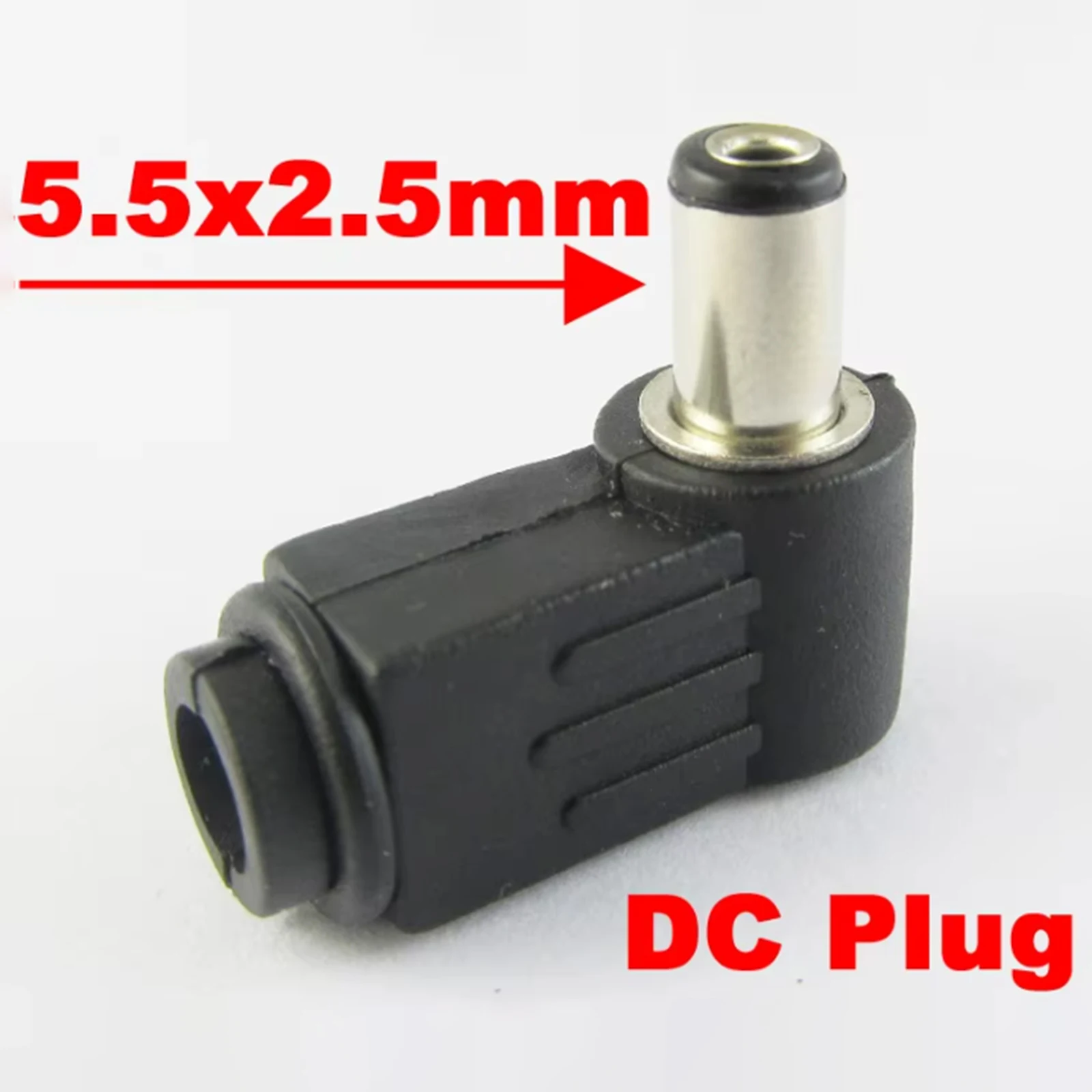 

10pcs Right Angle 2.5x5.5mm 2.5mm DC Power Male Plug Soldering Connector Black