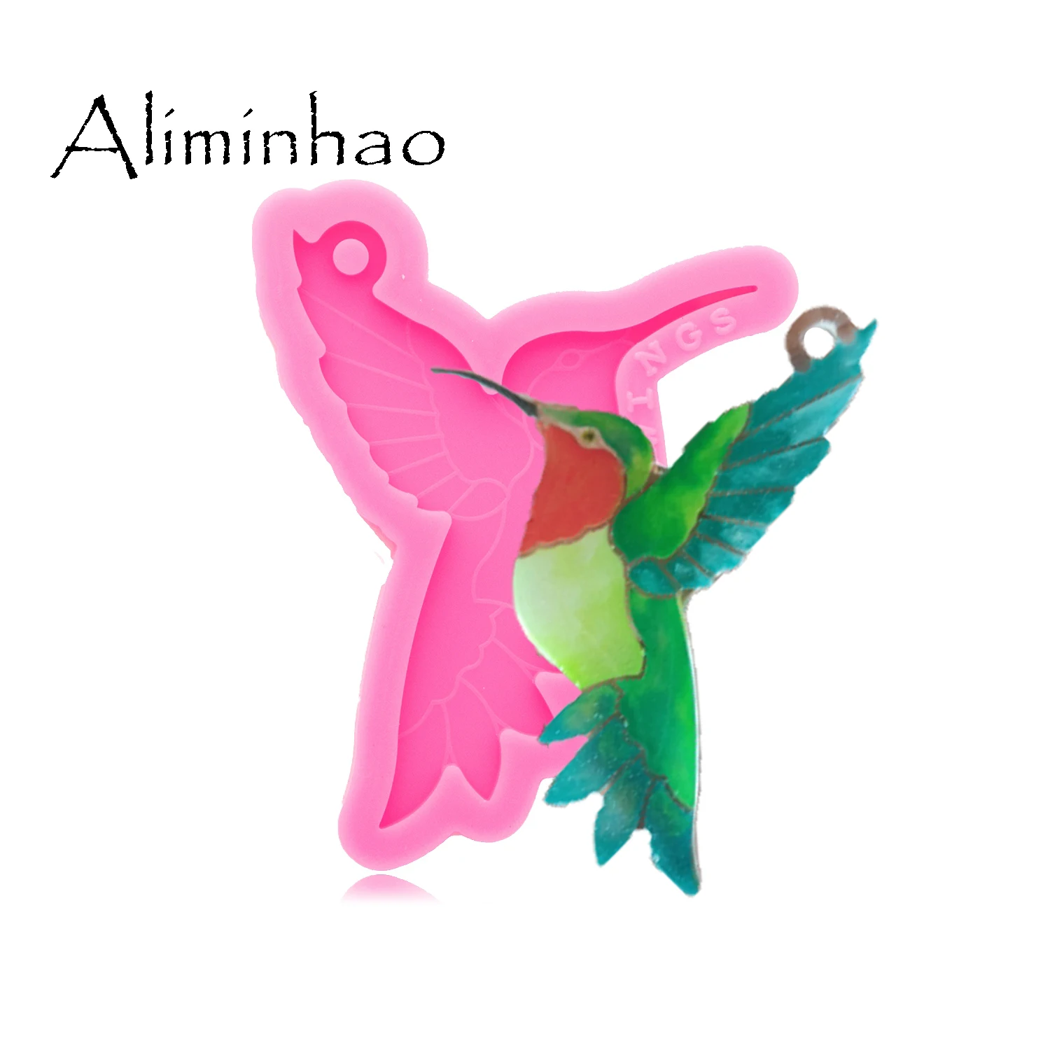 Super brilhante resina beija-flor molde, epóxi ofício chaveiro, silicone phoenix, argila do polímero, diy fazer jóias, dy0683