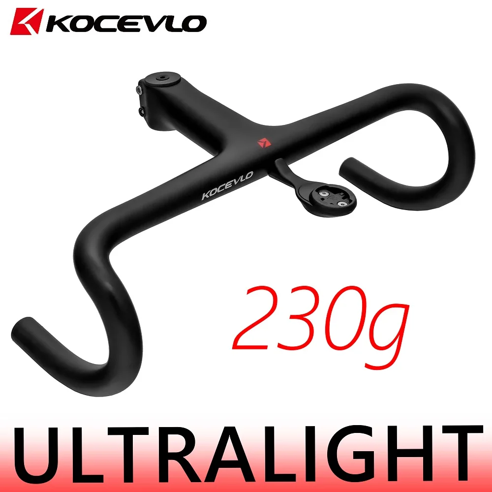 

KOCEVLO Road Bike Carbon Fiber Stem Integrated Bicycle Handlebar ultralight 230g For 28.6mm With Spacers Cycling handle