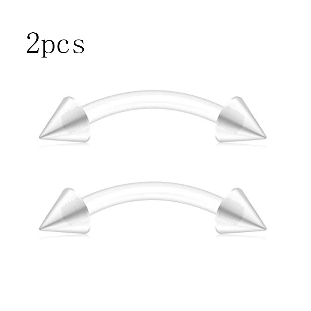 2pcs Clear Bioflex Nose Rings Belly Rings