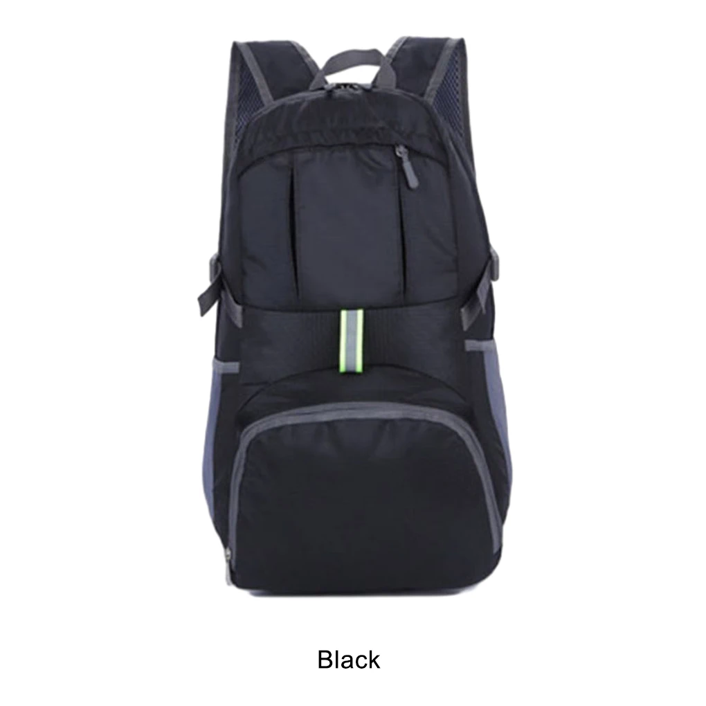 Mochila de viagem dobrável impermeável com grande abertura, à prova de riscos e resistente ao desgaste, acampamento preto, 20-35L