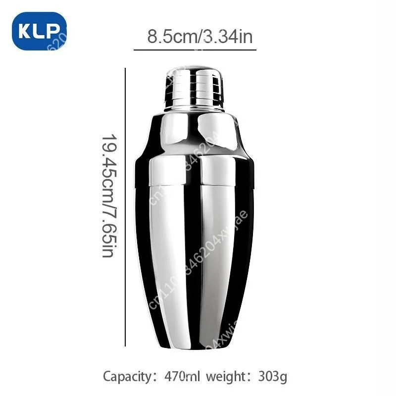 3-Piece Cobbler Shaker Mirror Series 4th Gen 304 Stainless Steel Stamped Base Built-in Strainer for Bartender Home Bar