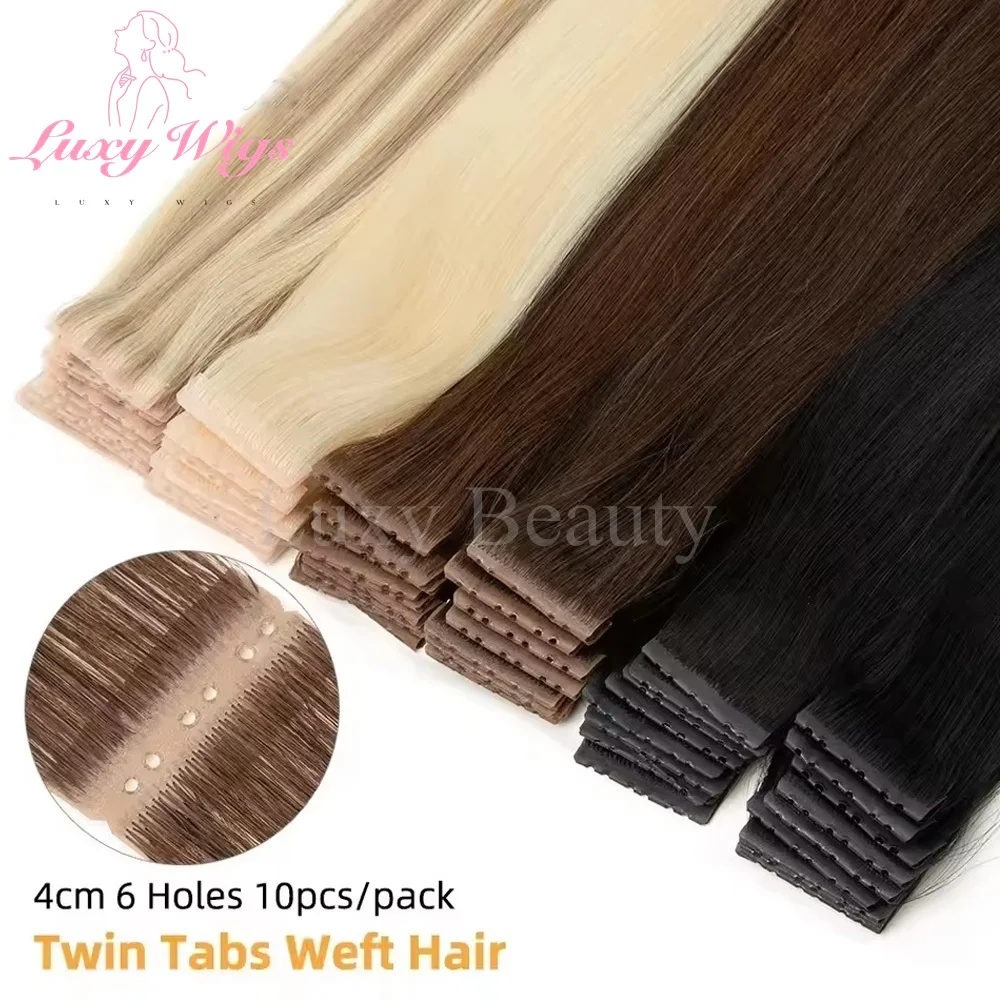 براون غير مرئية ثقب لحمة وصلات شعر شعر الإنسان Balayge شقراء مزدوجة الجانب التوأم تبويب لحمة شعر مستعار بشري 10 قطعة/الحزمة #4