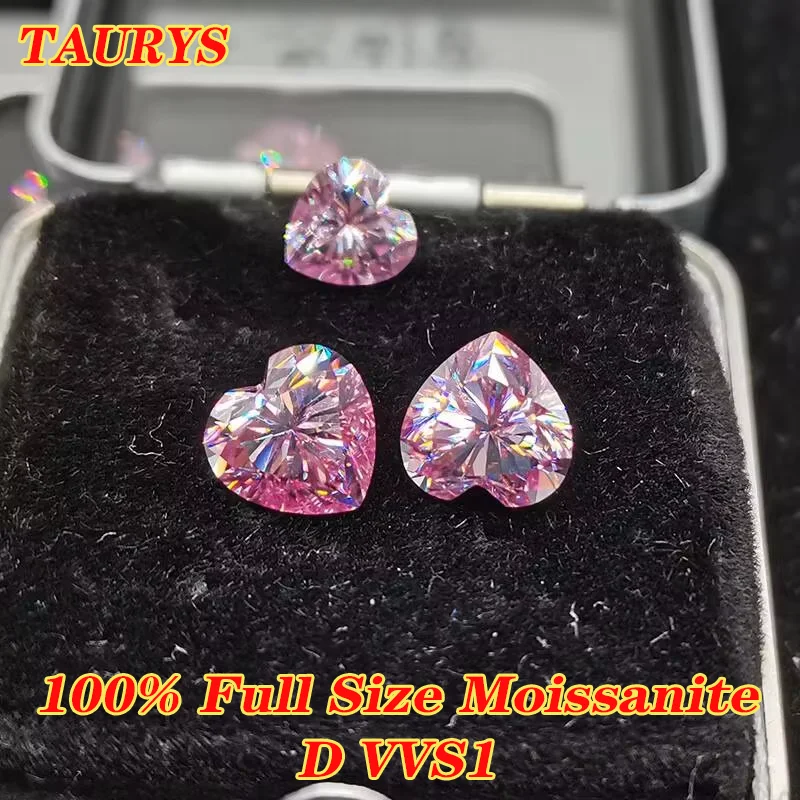 TS 0.5-5ct Heart Cut Moissanite Diamond VVS1 Moissanite Loose Stone For DIY Jewelry Ab/blue/pink/red/green/yellow