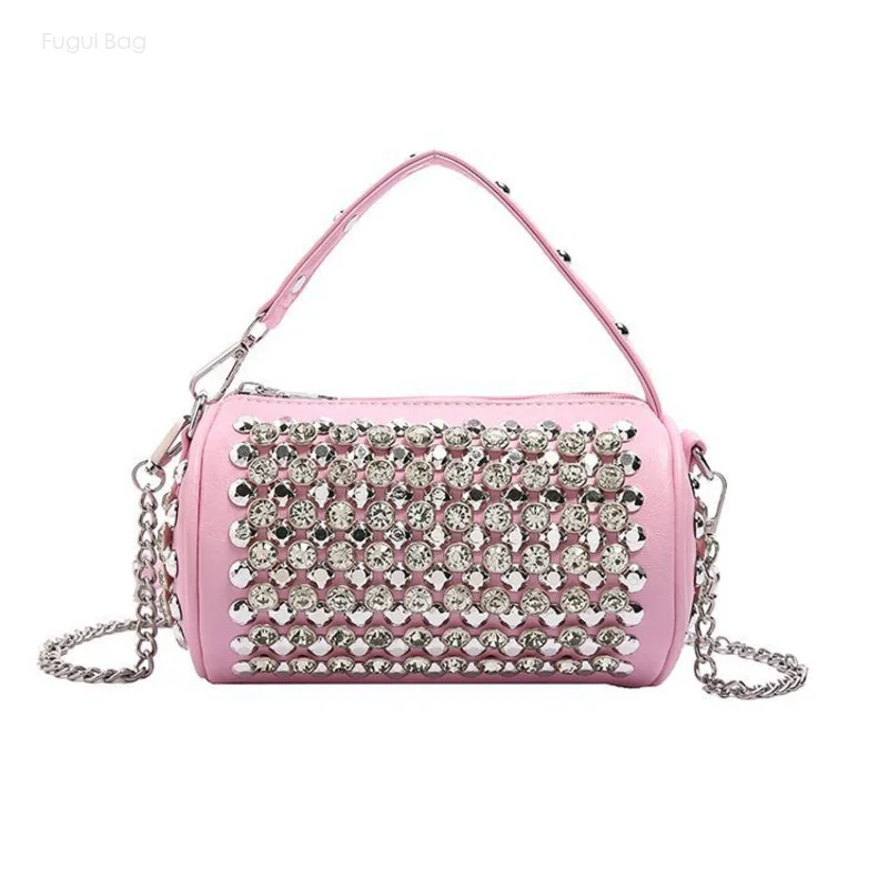 Women's One Shoulder Crossbody Bag Handbag Diamond Mini Cylindrical New Fashion Multi Functional Personalized Sparkling