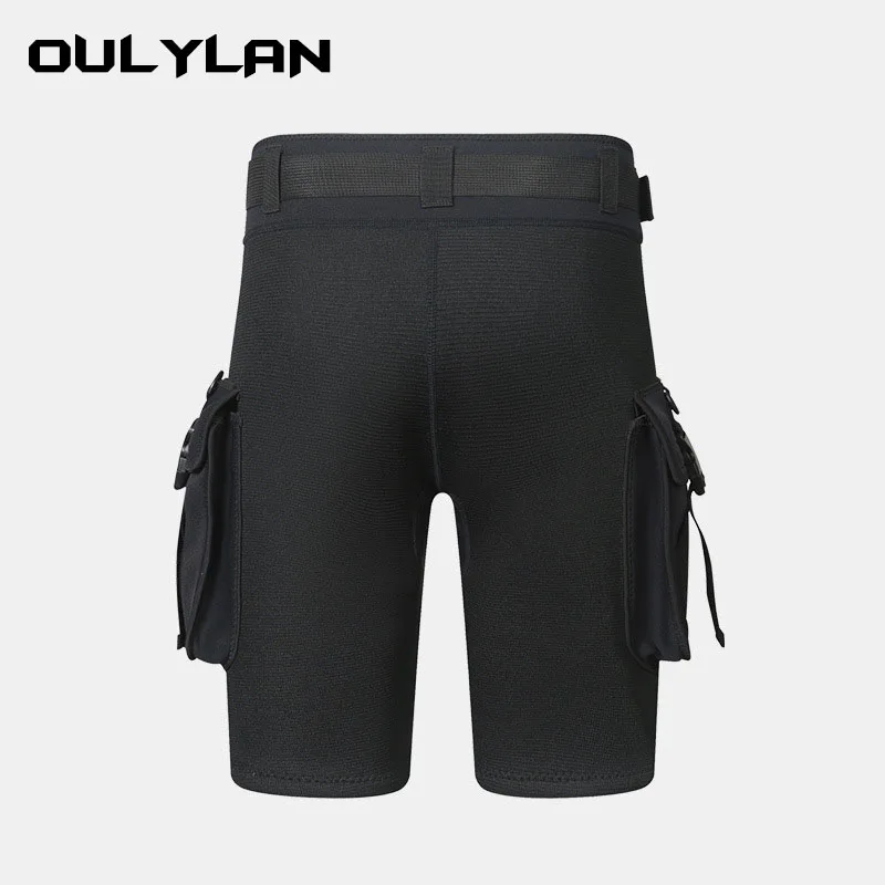 Oulylan 3mm Neoprene Diving Tech Shorts Scuba Shorts with Pocket Wetsuits Spearfishing Surfing Shorts Canoeing Kayaking Shorts