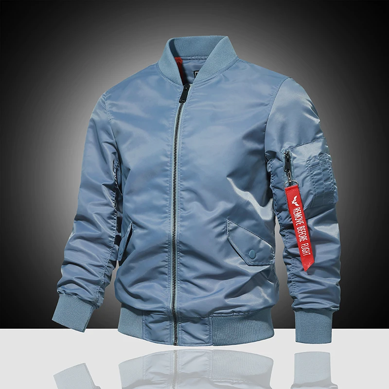 Spring and Autumn New Air Force MA1 Pilot Jacket Men\'s Solid Color Baseball Suit Casual Versatile Large Work Cycling Jacket