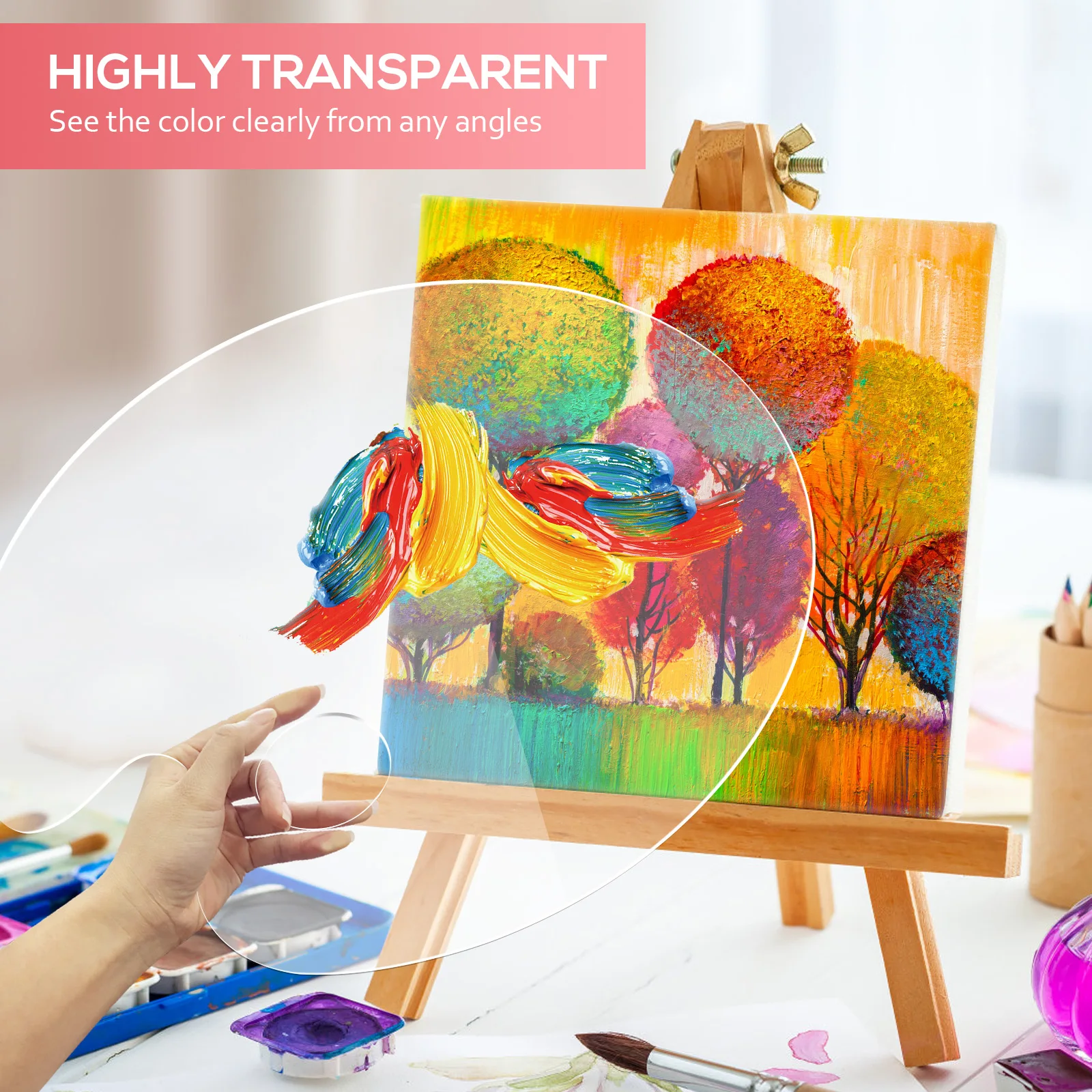 

Acrylic Painting Palette Durable Clear Trays Mixing Colors Artists Students Kids Watercolor Supplies