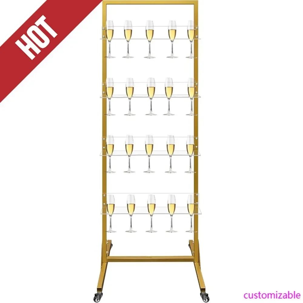 

HOT-Champagne Wall Holder, Champagne Tower, Wine Glass Stemware Rack, Metal Champagne Flutes Display Stand (Large)