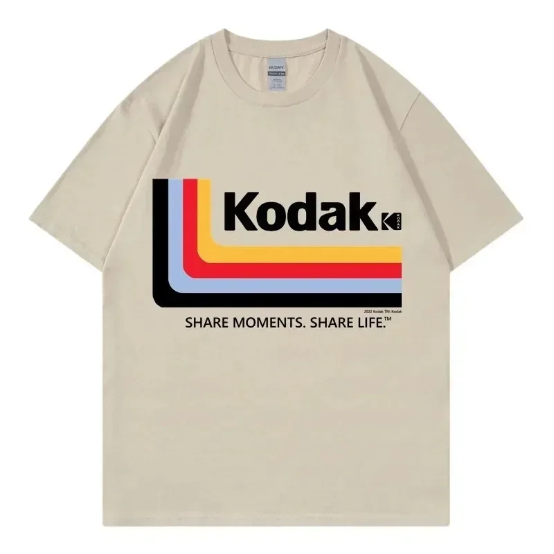 Korean T Shirt Men Hip Hop Japanese Kodak Print Cotton T Shirt Streetwear Tee Harajuku Oversized Short Sleeve T-Shirt Women Tops