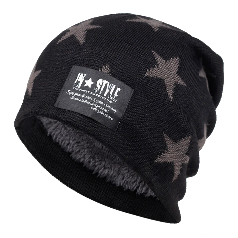 Fashion five-pointed star style wool hat fashion new autumn and winter thick knit hats outdoor windproof warm caps