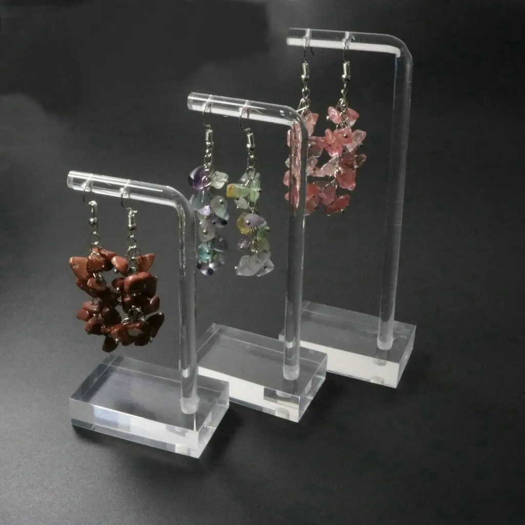 Transparent Acrylic L-Shaped Earring Display Stand Set Jewelry Storage Props Three Piece Earring Holder for Fashion Accessories