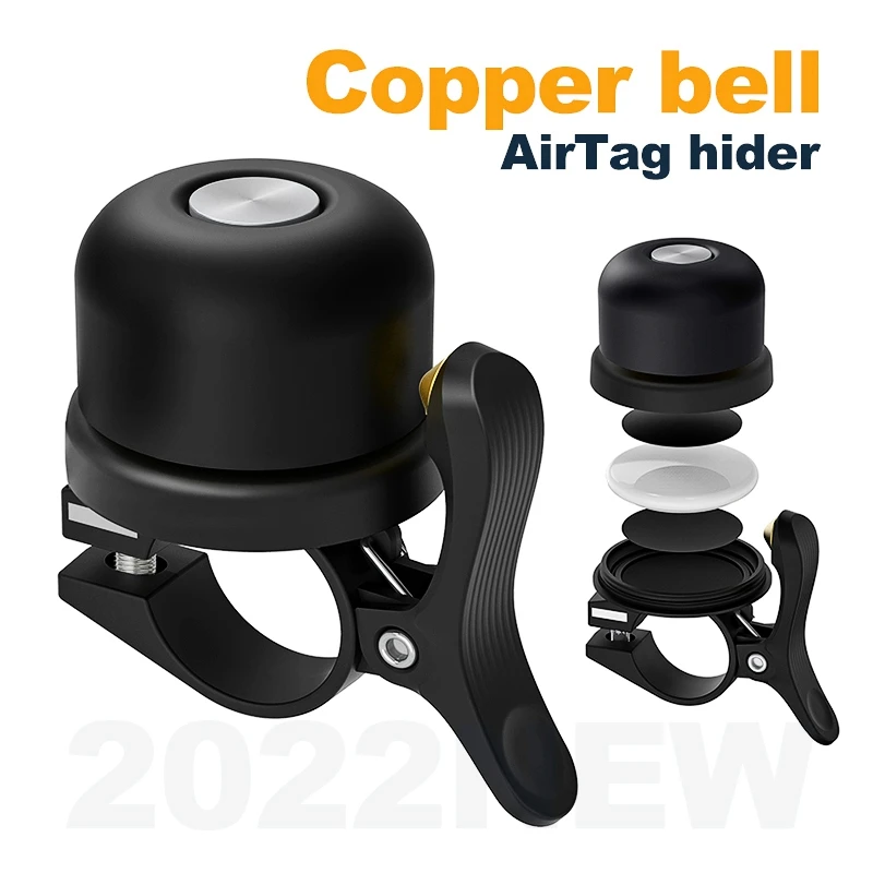 

Bicycle Bell For AirTag Bike Mount GPS Tracker Waterproof Brass Holder Hides AirTag Under Bike Bell Anti-Theft Bike Accessories